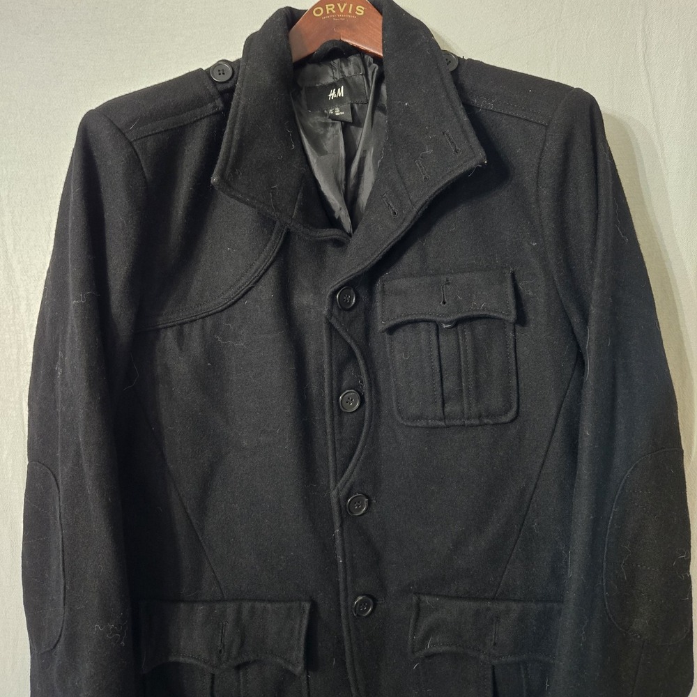 H&M Men's Black Jacket 42R Heavyweight Warm GREAT CONDITION Over Coat